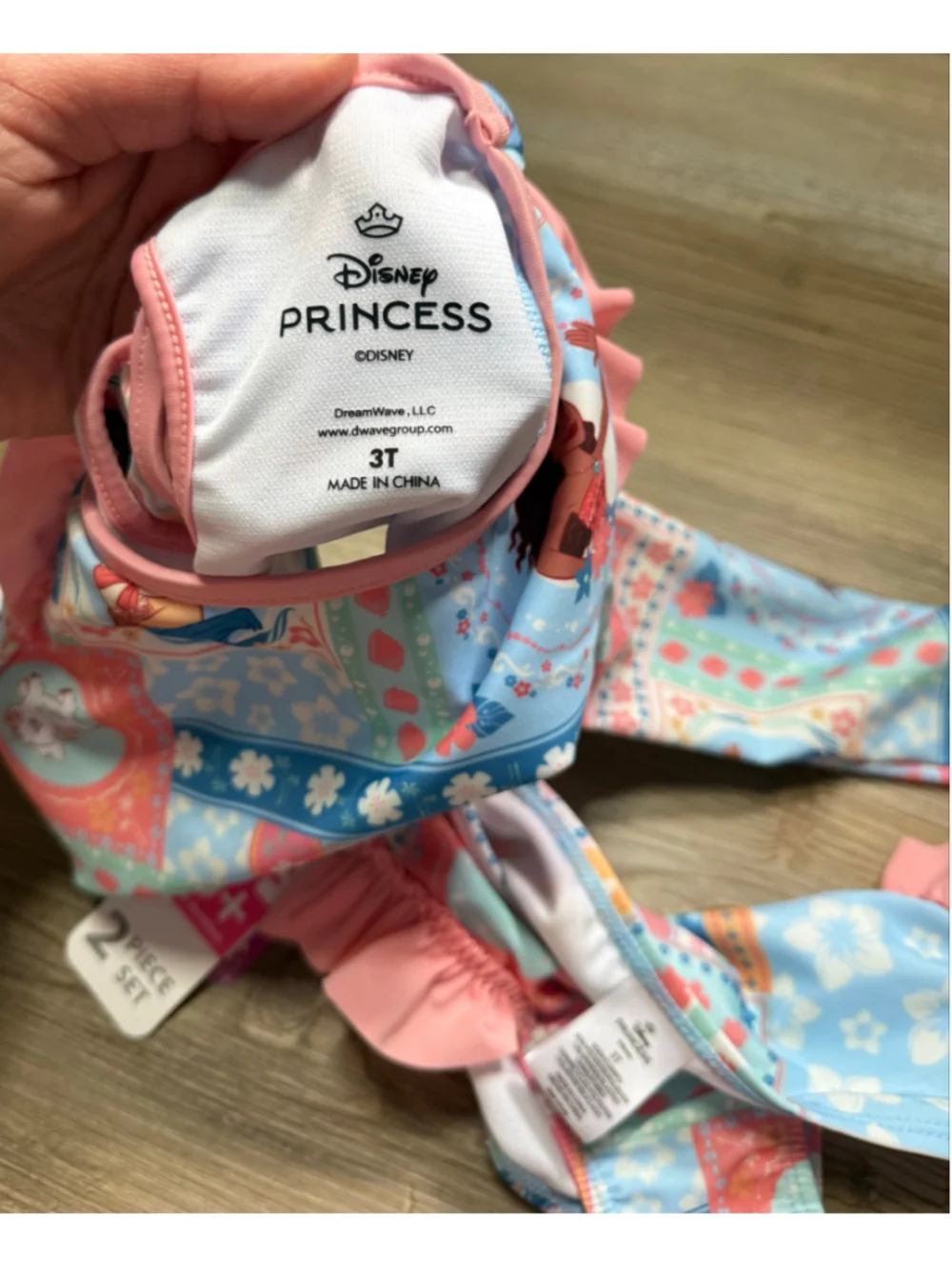 Girls Disney Moana 2-Piece Bikini Swimsuit, Size 3T, Blue and Pink